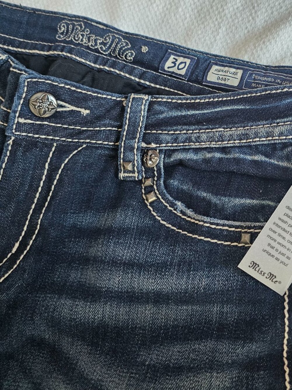 Miss Me Jeans DK BLUE 30/ Short Inseam 32 Model #JP7231BV - Picture 12 of 13